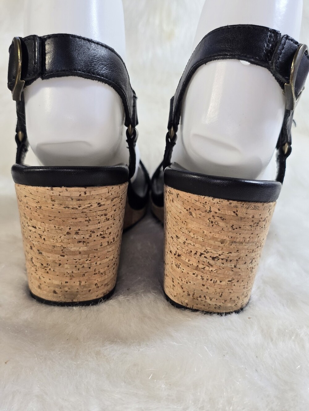 Teva Arabelle Universal Womens Leather Black Cork Wedge Sandals - Picture 7 of 15